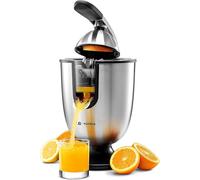 Eurolux Premium Electric Orange Juicer | Stainless Steel Citrus Squeezer With New Ultra-Powerful Motor and Soft Grip Handle for Effortless Juicing, Auto Shutoff, Dishwasher-safe Parts, Pulp Control