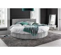 Europa Emerald Silver Velvet Round Bed And Mattress 6Ft 182Cm Diameter
