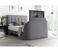 Europa Kaydian Falstone Tv Bed: Classic Design With Hidden Tv Storage And Ottoman Storage Grey Fabric