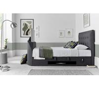 Europa Kaydian Falstone Tv Bed: Classic Design With Hidden Tv Storage And Ottoman Storage Slate Grey Fabric