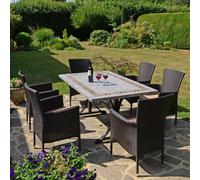 Europa Leisure Burlington Stockholm 6 Seater Dining Set - Brown Chairs