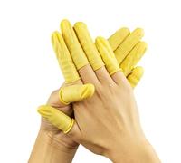 EUROPAPA® 100x Latex Finger Cots, Finger Protection, Antistatic General Rubber Finger Tip for Cosmetics, Cleaning (Yellow, L)