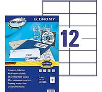 EUROPE 100 1200 Labels, 105x48mm, White, Multi-Purpose, Self-Adhesive Labels