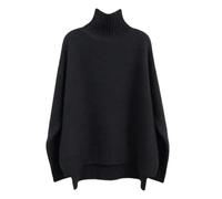 Europe America Solid Cashmere Sweater Women's Autumn Winter Thick Loose Turtleneck Jumper Plus Size Black
