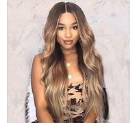 Europe and America High Temperature Silk Wig Ladies Gradient Color Rose Long Curly Hair Wig 70cm