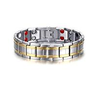 Europe and America Magnetic Jewelry Wholesale Stainless Steel Gold Row Stone Bracelet Men s Cool Fashionable Design Easy to Use Wear- Unique Ornament Great Gift for Friends Family Lovers TBRM-029