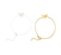 Europe And The United States Border Gold And Silver Butterfly Card Bracelet Couples Bracelet Simple Chain Women's Style Long Tassel Necklaces for Women (Gold, One Size)
