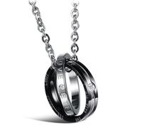 Europe and the United States cross-border personality double ring stainless steel pendant classic couple necklace jewelry wh