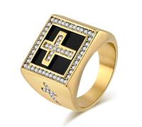 Europe And The United States Full Diamond Cross Titanium Steel Ring, Men's Full Diamond Cross Stainless Steel Ring