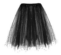 Europe and the United States Three-layer Tutu Skirt Adult Semi Shaggy Skirt Shiny and Hot, black, One Size