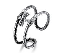 Europe And The United States Wind Cross Opening Adjustable Ring, Men's Retro Cross Titanium Steel Ring