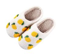 Europe and The US Autumn and Winter Models Pattern Home Leisure Cotton Slippers Men and Women with The Same Paragraph Thickened Cotton Slippers Summer Shoes (Yellow, 4)