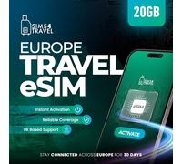 Europe eSIM Data Plan | 20GB / 50GB / 100GB | 60+ European Countries | Instant Activation (20GB)