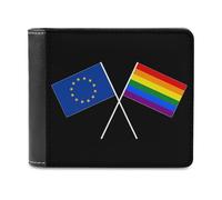 Europe EU Rainbow Flag Small Billfold Wallet Front Pocket Card Holder Slim Passport Purse for Men Women