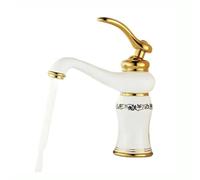 Europe Gold Plated Luxury Single Hole White Body Ceramic Brass Bathroom Basin faucets 1007