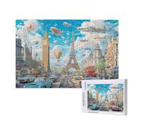 Europe Jigsaw Puzzles for Adults 500 City Puzzle, Wooden Puzzles for Adults with Gift Box, Impossible Puzzle, Challenging High Difficulty Family Activity, Gifts for Men Women,Home Decor52x38 cm, p703t