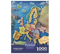Europe Map 1000 Piece Jigsaw Puzzle Paper for Adults Educational Geography Puzzle Game for Family Decor Focus Gift 52x38cm/1000pcs
