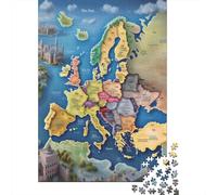 Europe Map 1000 Piece Jigsaw Puzzle Paper for Adults Educational Map Puzzle Game for Family Focus Home Gift 70x50cm/1000pcs