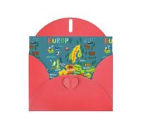 Europe Map With Colorful Greeting Card With Envelope (160 x 120 mm) for Birthday/Wedding/Invitation/Christmas/New Year