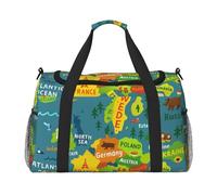 Europe Map With Colorful Print Daily essentials Large Capacity Hand Carry Bag for Weekend Getaways style Bags