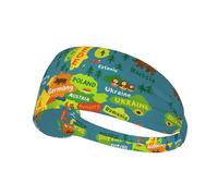 Europe Map With Colorful Printing Double-Sided,Unisex Elastic Sports Headband,Ideal As A Gift For Sports-Loving Friends,Family