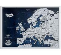 Europe Map with Frame, Personalized Colors, Push Pin Travel Map + 100 Pins, 52 x 42cm