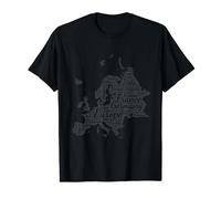 Europe Map word cloud, Names of European countries, black T-Shirt