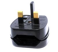 Europe Plug Socket to UK Plug Pins Travel Adapter 3 amps 3A Fused BLACK