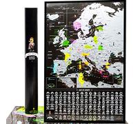 Europe Scratch Off Map Travel map Push pin Map EU Detailed map of Europe travel Wall map with Landmarks Bucketlist scratch off Europe travel map 16x24 Vibrant Black Mymap