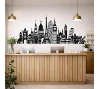 Europe Skyline Decal | Iconic Landmark Art | Travel Wall Decor | Eiffel Tower Big Ben | Colosseum Wall Mural | World Traveler Gift | Decal Size: 46 inches (118 cm)