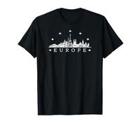 Europe Skyline Landmark European City Euro Flag T-Shirt