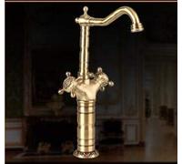 Europe Style Art Carved Antique Brass Finished so Construction hot and Cold Basin Faucet Sink tap(Long A)