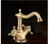 Europe Style Art Carved Antique Brass Finished so Construction hot and Cold Basin Faucet Sink tap(Short A)