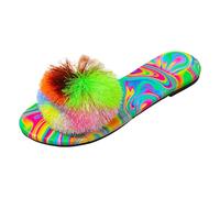 Europe the United States Foreign Trade Large Size Flat Bottom One Word Slippers Female Outerwear Candy Colour Beach Sandals Slippers, orange, 8.5 UK