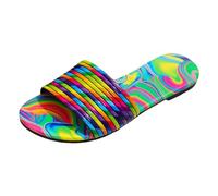 Europe the United States Foreign Trade Large Size Flat Bottom One Word Slippers Female Outerwear Candy Colour Beach Sandals Slippers, yellow, 8.5 UK