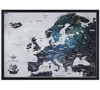 Europe Travel Map with Frame, Push Pin Travel Map + BONUS 100 Push Pins, Europe Travel Map with Frame, Personalized Maps with Original Colours, 52 x 42cm, The Travel Map for Travelers