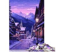 Europe Winter Village Art Puzzles 1000 Pieces Wooden Puzzles Puzzle Jigsaws for Adults for Adults& Teens Age 12 Years Up 1000pcs (75x50cm)