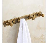 European/Amen Retro Towel Rack Plating Brushed Brass Coat Hook - Premium Bathroom Kitchen Row Hook - Five Hooks - Enhance Utility and Style