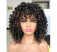 European And American Beauty Wigs African Small Curly Hair Multi-Color Chemical Fiber Wig Full Head Cover Black Gradient Dark Brown
