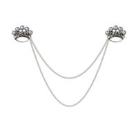 European and American eye pin double-layer chain pearl chest flower men's and women's suit collar