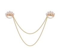 European and American eye pin double-layer chain pearl chest flower men's and women's suit collar