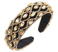 European And American Fashion Luxury Rhinestone Headband Wide Brim Hair Accessories For Women (Brown)