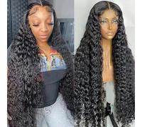 European And American Front Lace Wig For Women With Middle Parting Long Curly Hair Wig Black