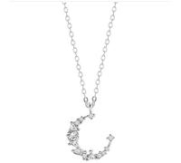 European and American full diamond moon irregular diamond necklace, fashionable crescent collarbone chain, cool style temperament, simple and versatile women