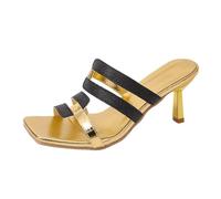 European and American Plus Size Sandals for Spring and Fashion High Heels with Contrasting Borders and Narrow Heel Profile Shoes Women, black, 10 UK