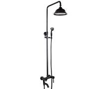 European and American retro black antique brushed brass lift shower set