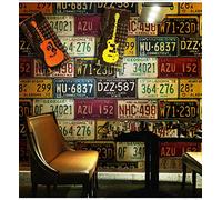 European and American Retro License Plate Number Digital Letters Industrial Wind Wallpaper