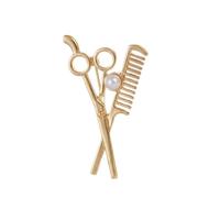 European and American scissors comb brooch men's chest badge small suit collar pin