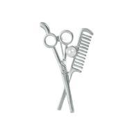 European and American scissors comb brooch men's chest badge small suit collar pin