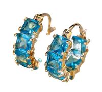 European and American Simple Blue Zircon Luxury Fashionable Earrings for Women Exquisite Wedding Jewelry Wine Party Accessories